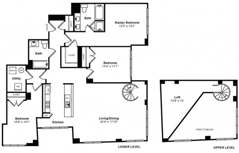 Floor plan for 3 beds, 2 baths, 1824 sqft